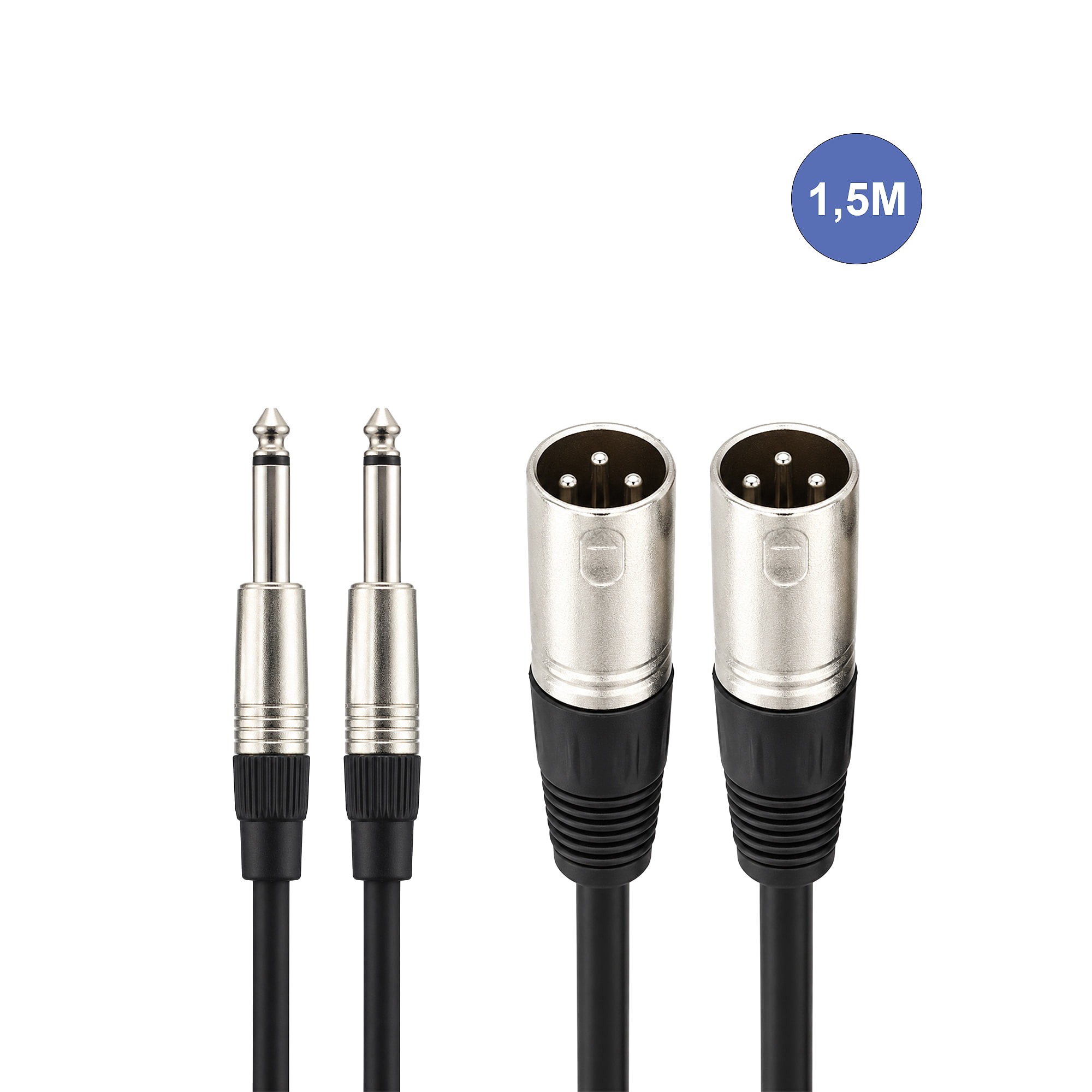 Power Acoustics - Câble 1,5m - XLR 3 PIN Mâle - JACK MONO Mâle