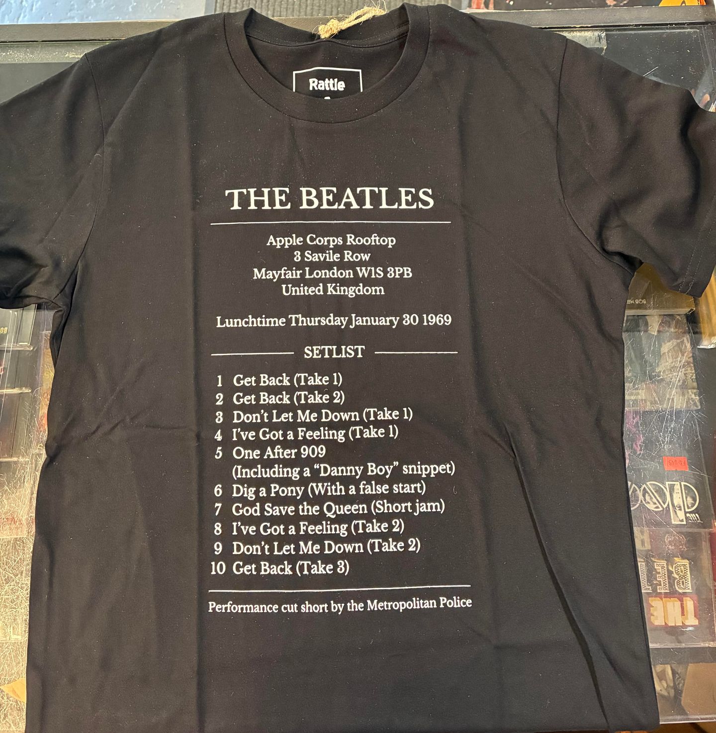 RATTLE AND ROLL - BEATLES TEE X LARGE BLACK