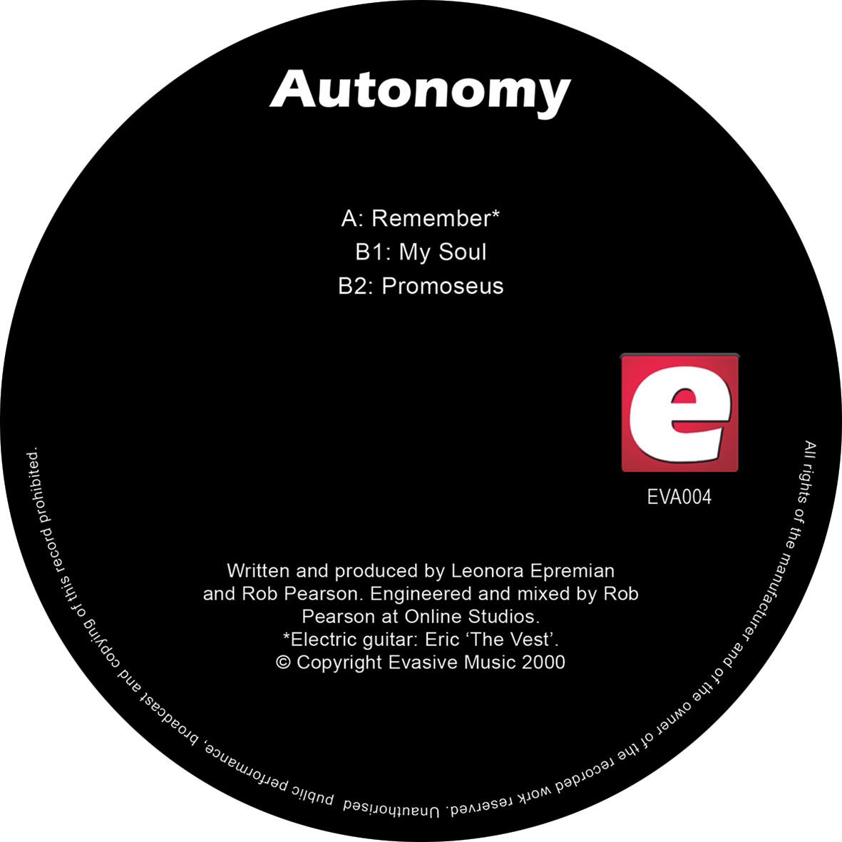 Autonomy - Autonomy | Evasive Records (EVA004) Autonomy - Autonomy | Evasive Records (EVA004)