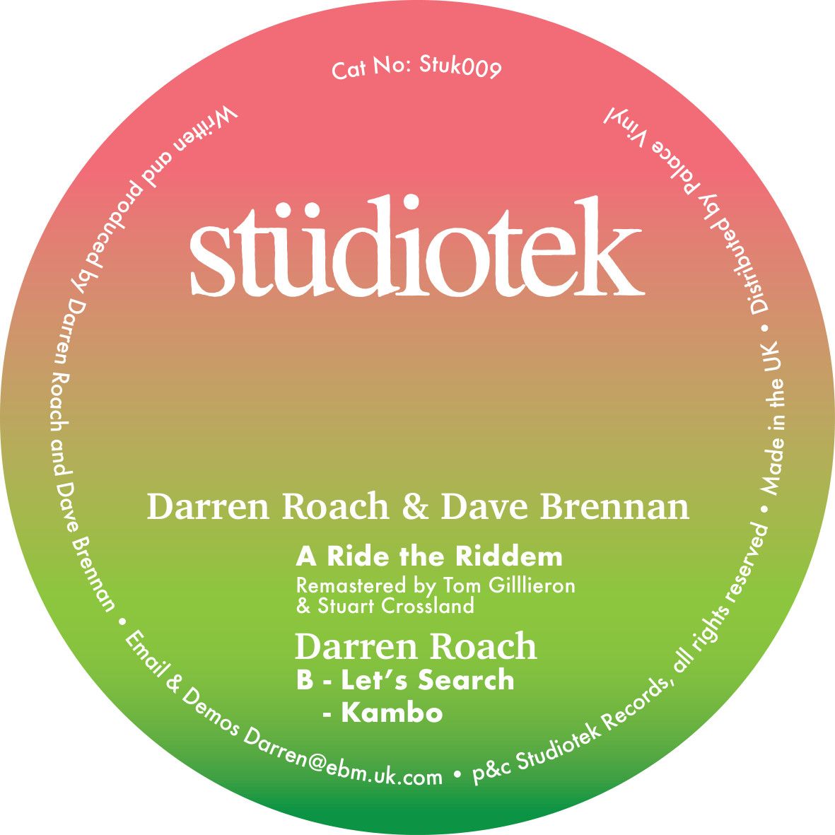 Darren Roach  &  Dave Brenman - Ride The Riddem EP | Studiotek Records (STUK009) - main