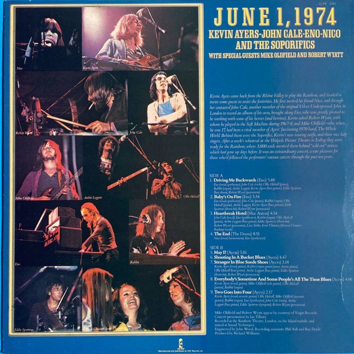 Kevin Ayers - John Cale - Brian Eno - Nico - June 1, 1974 | Island Records (ILPS 9291) - 2