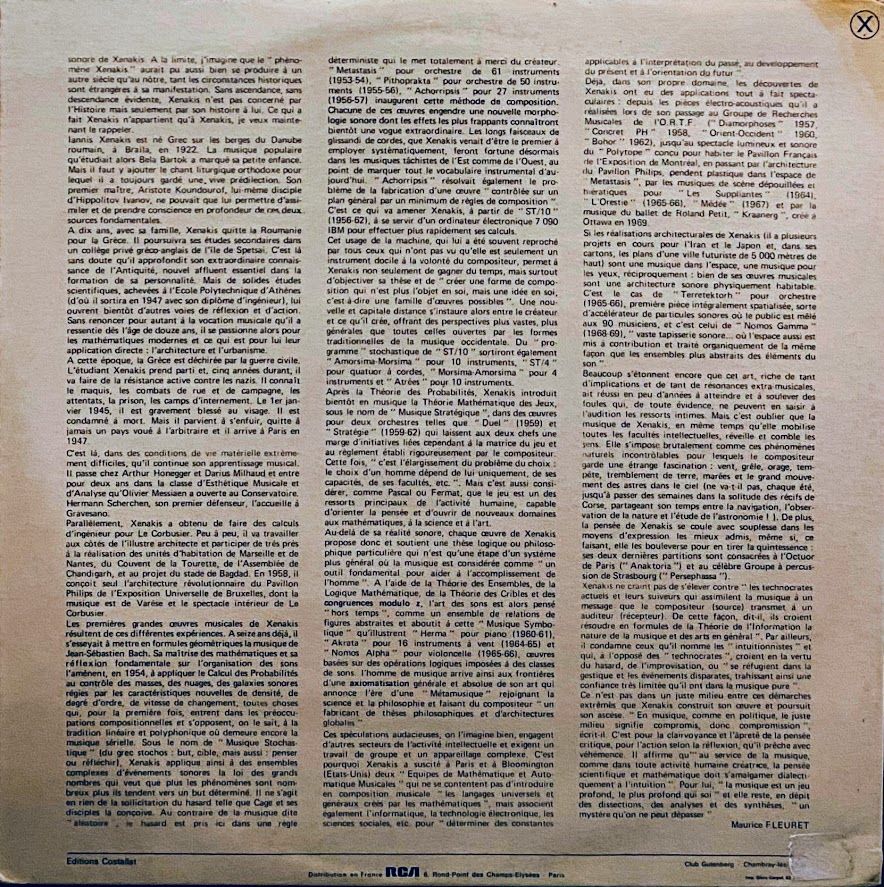 Iannis Xenakis , Marius Constant , Ensemble Ars Nova - Syrmos / Polytope / Medea | Erato (STU 70526) - 2