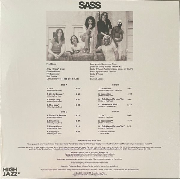 Sass - Sass | High Jazz* Records (HJLP012) - 2