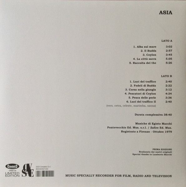 Egisto Macchi - Asia | Cinedelic Records (CNSV04) - 2