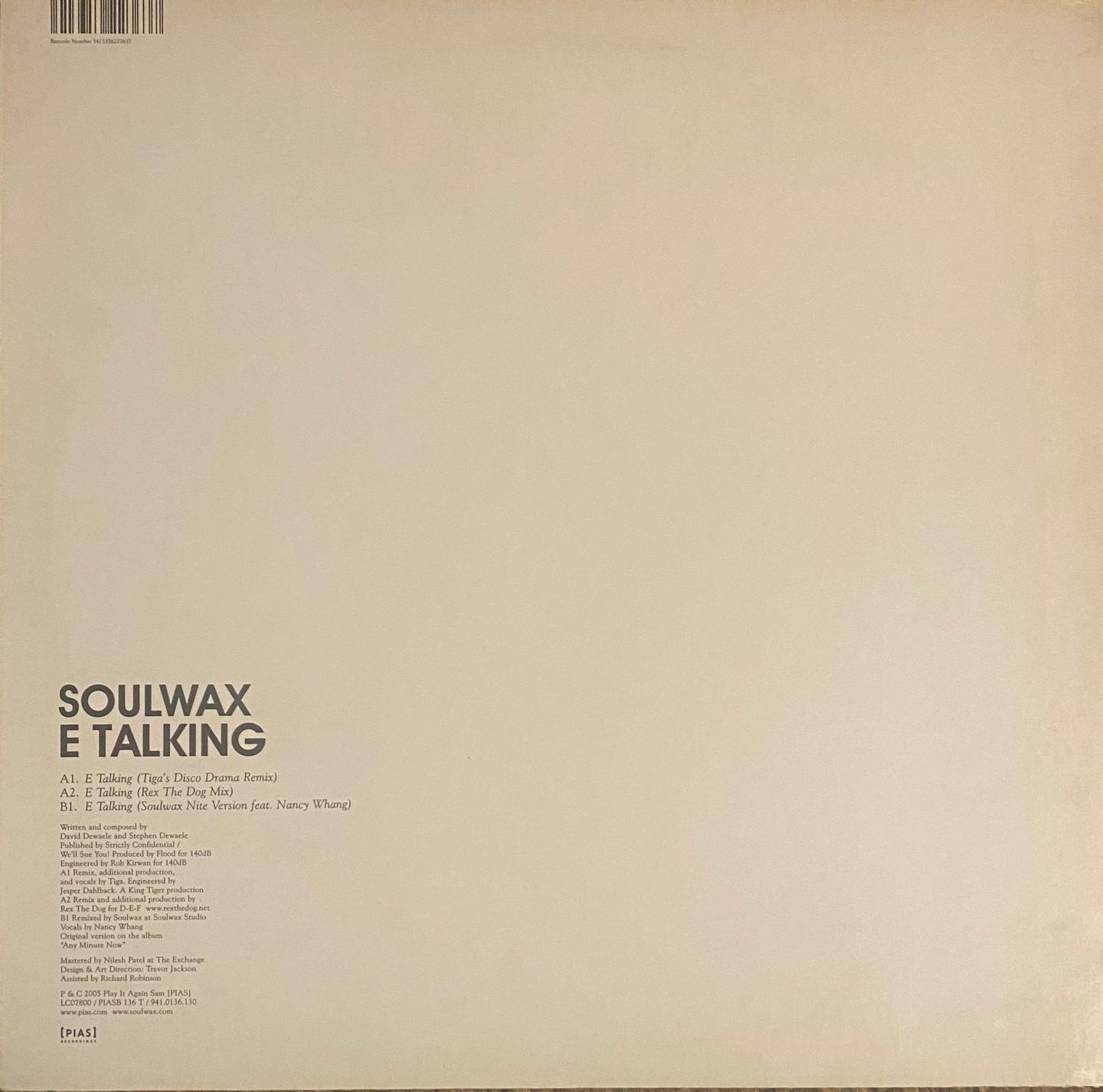Soulwax - E Talking | [PIAS] Recordings (PIASB 136 T) - 2