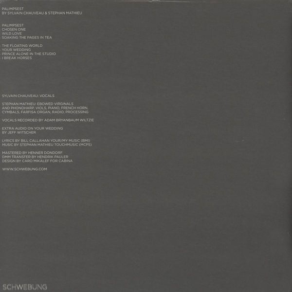 Sylvain Chauveau & Stephan Mathieu - Palimpsest | Schwebung (∫ I Æquinoktium MMXII) - 2