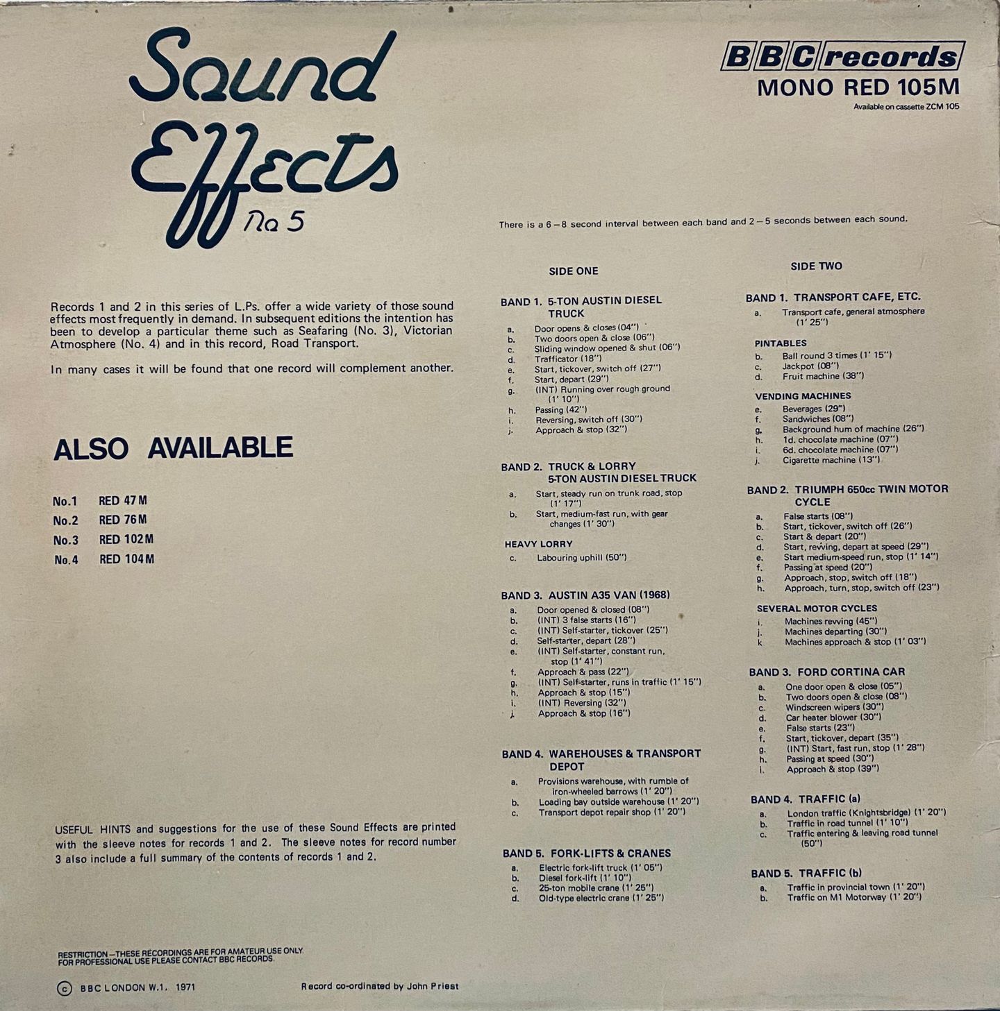 No Artist - Sound Effects No. 5 | BBC Records And Tapes (RED 105M) - 2