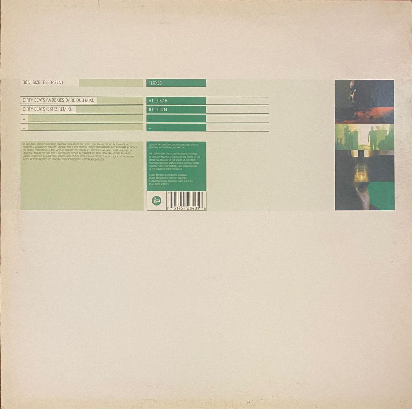 Roni Size / Reprazent - Dirty Beats | Talkin' Loud (TLXX63) - 2