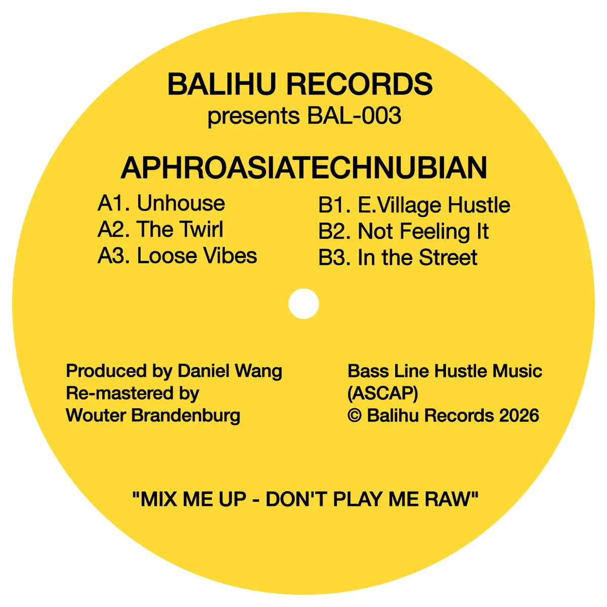 Daniel Wang - Aphroasiatechnubian | Balihu Records (BAL-003) - main Daniel Wang - Aphroasiatechnubian | Balihu Records (BAL-003) - main