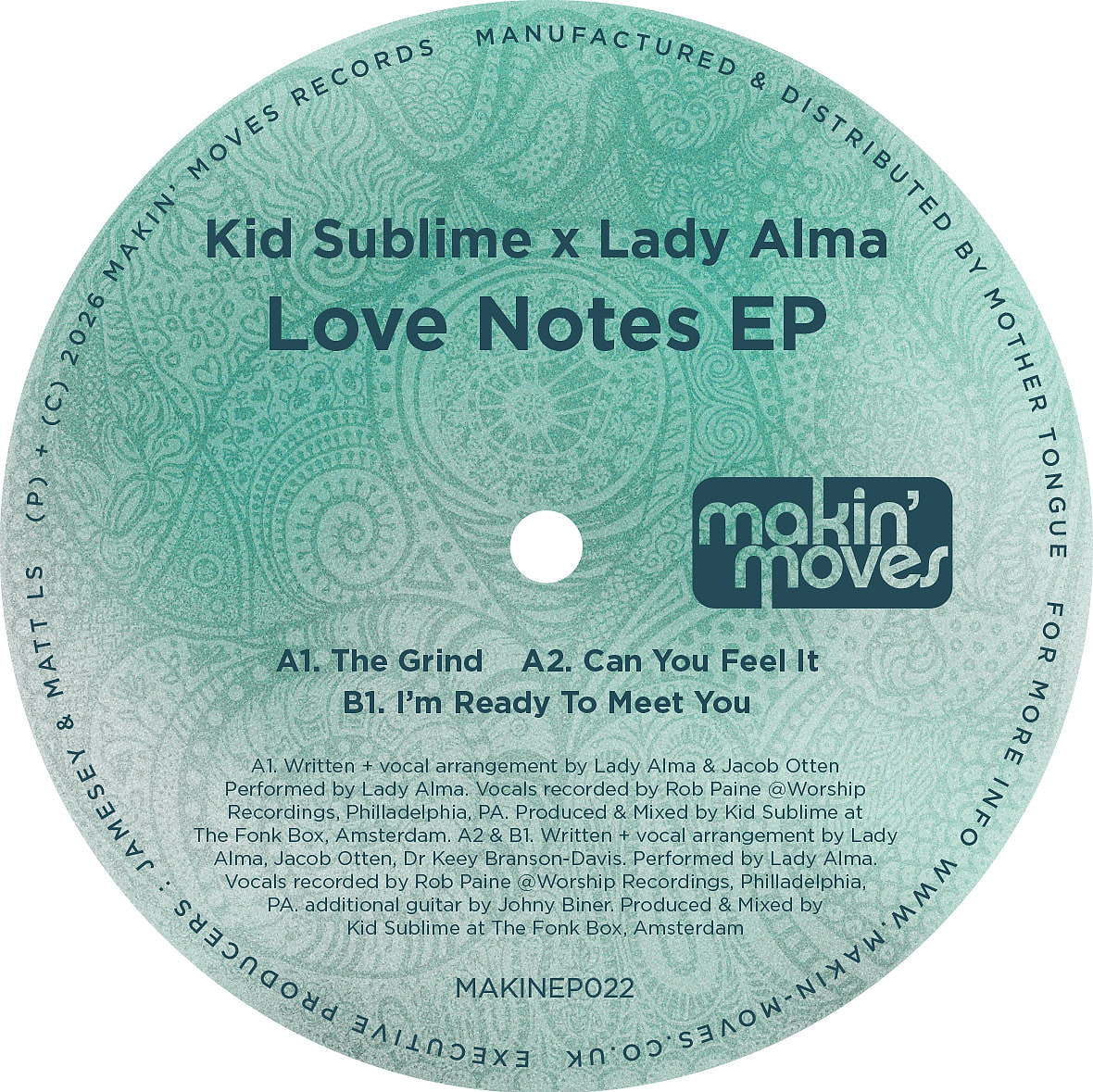 Kid Sublime X Lady Alma - Love Notes EP | Makin' Moves (MAKINEP022)