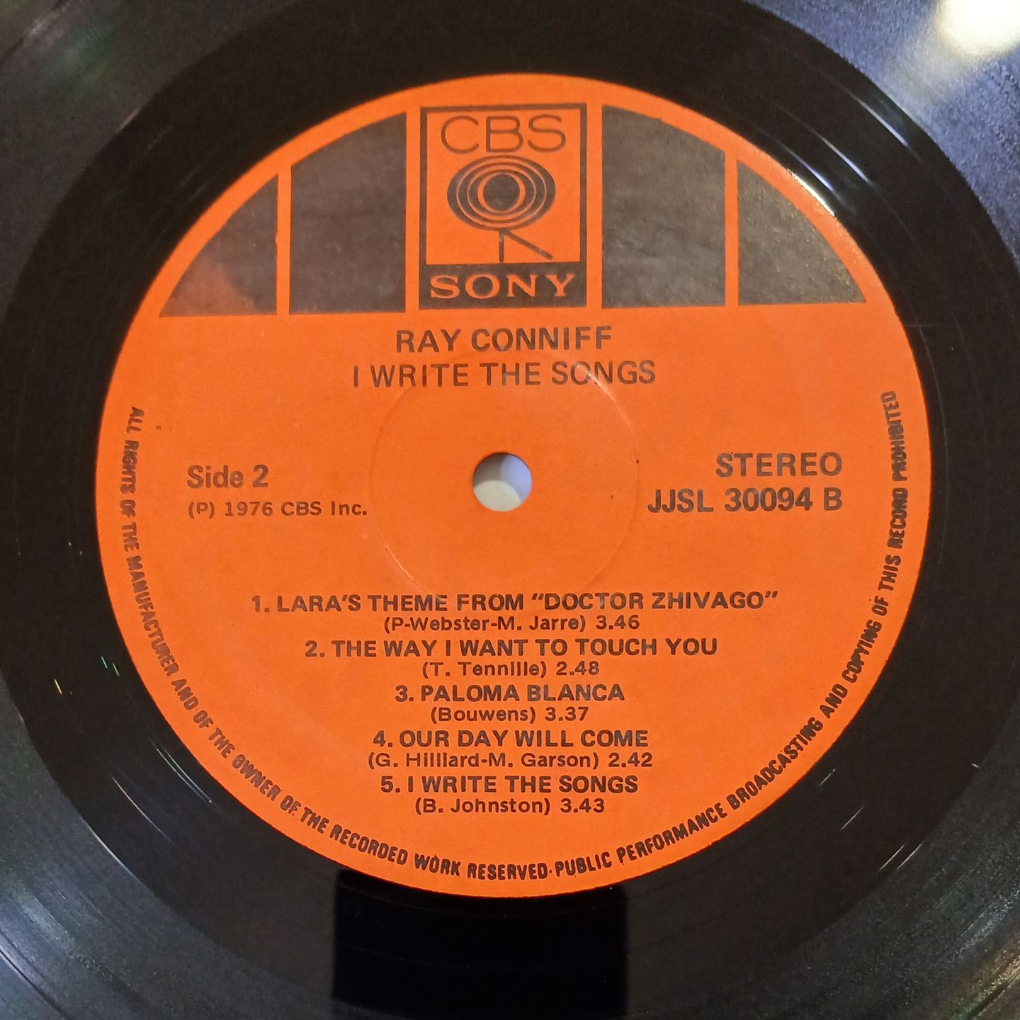 Ray Conniff - I Write The Songs | CBS/Sony (JJSL 30094) - 3