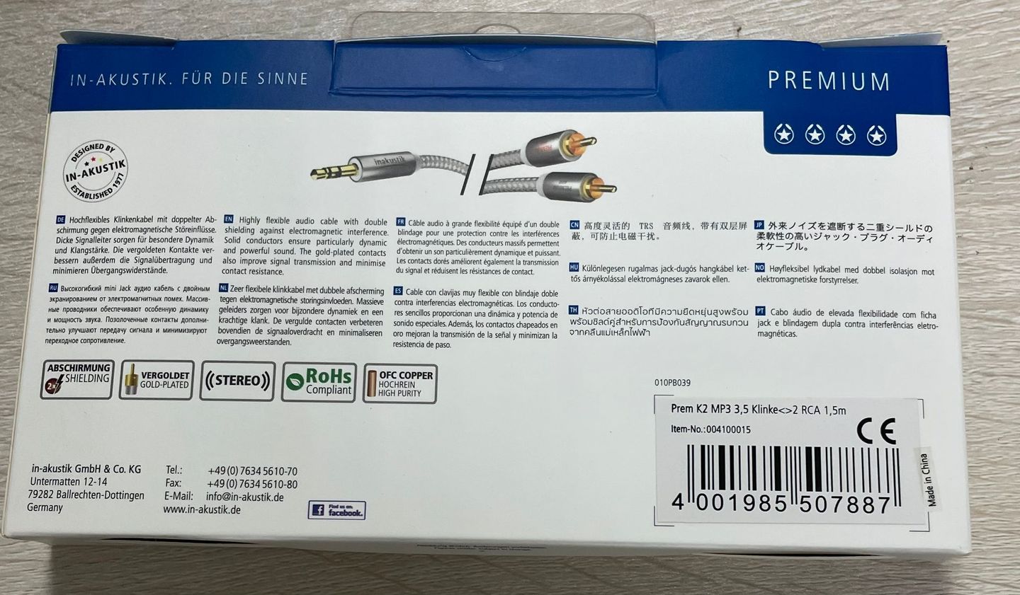 Inakustik - Inakustik Klinkenkabel premium jack cable 3.5 mm jack to 2 x RCA 1.5 M Pair - 2