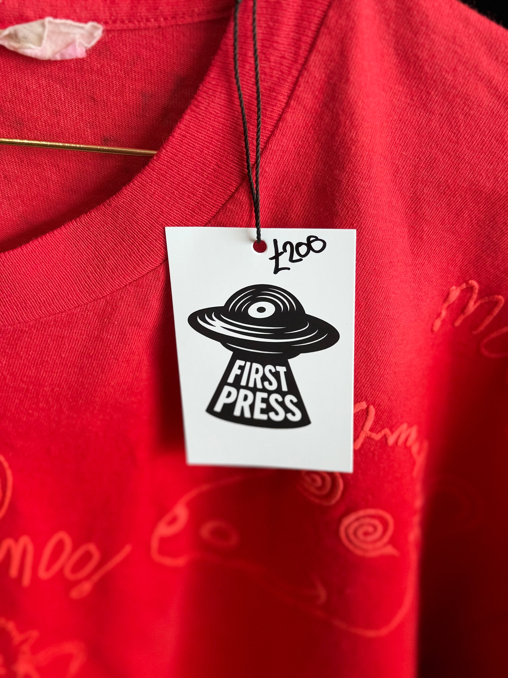 First Press - Original Circa-1990 Inspiral Carpets ‘Moo!’ Vintage Single Stitch T-Shirt size Large – Signed by Clint Boon - 7