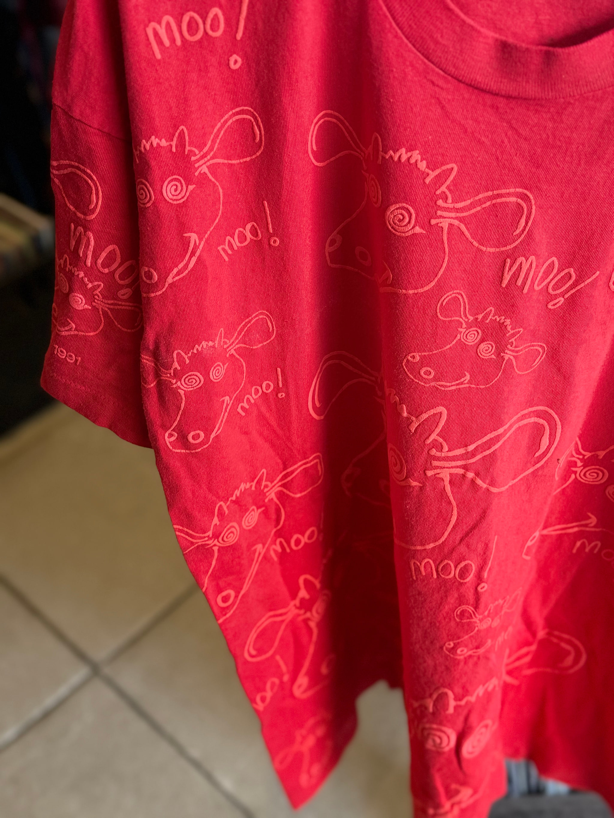 First Press - Original Circa-1990 Inspiral Carpets ‘Moo!’ Vintage Single Stitch T-Shirt size Large – Signed by Clint Boon - 9