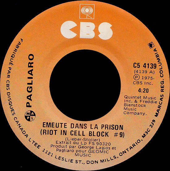 Michel Pagliaro - Émeute Dans La Prison (7") [Vinyl] | CBS (C5 4139)