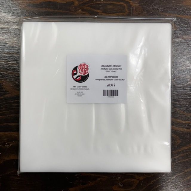 Planète Claire - 100 Pochettes intérieures 12" en polyéthylène haute densité de 3 mil (12.0625" x 12.0625")
