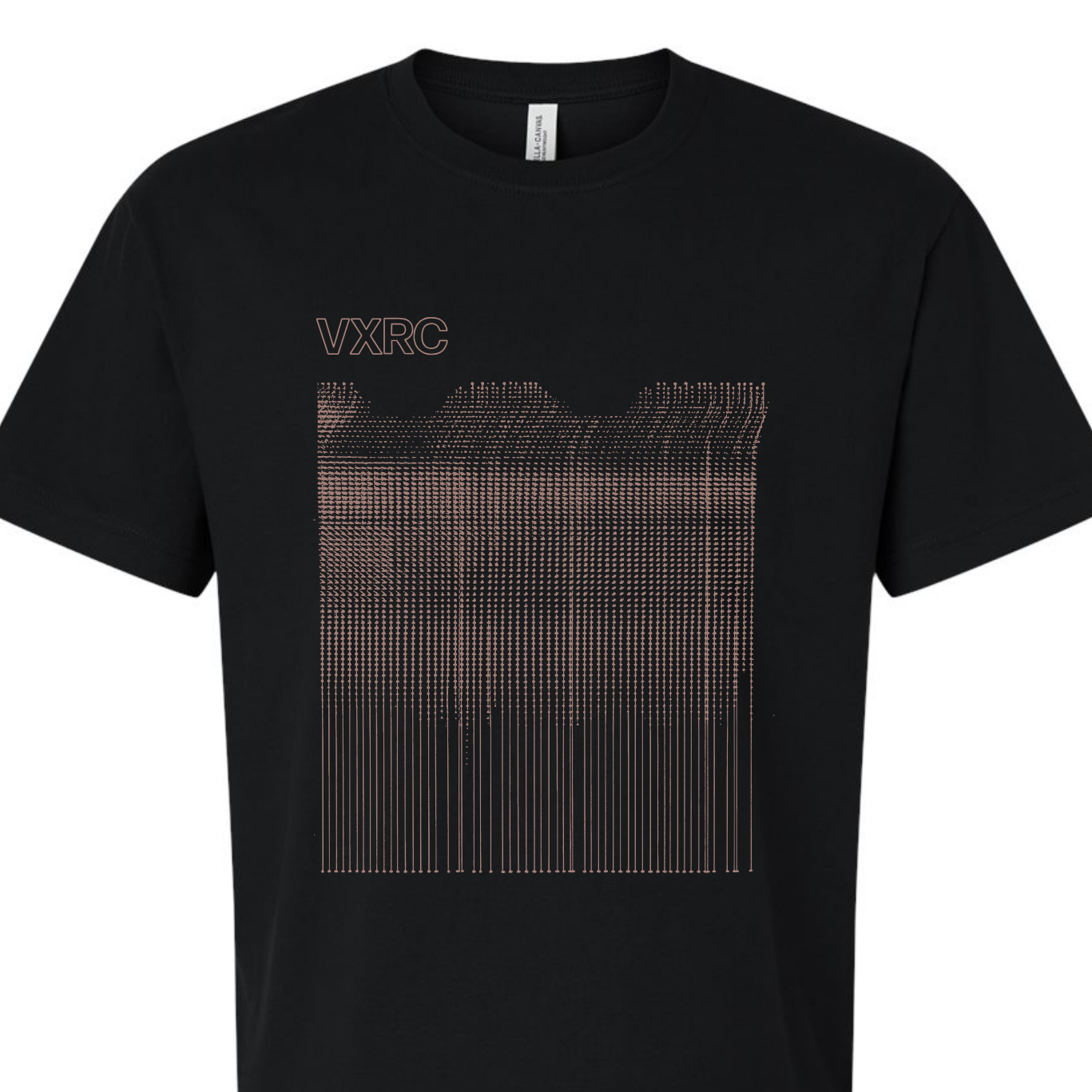 vela x record club - logo tee 2 - rust ink on black