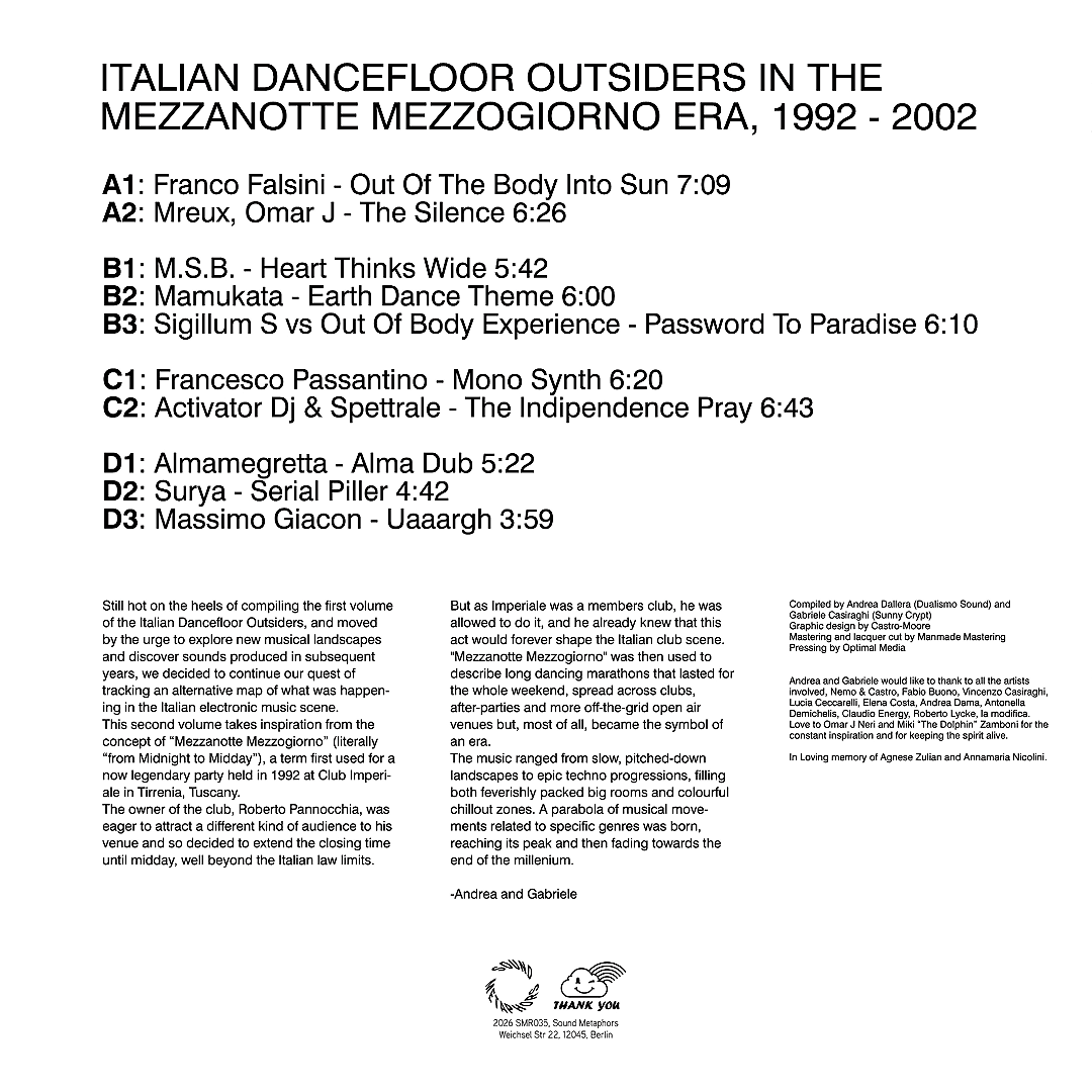 Various - Italian Dancefloor Outsiders In The Mezzanotte Mezzogiorno Era, 1992 - 2002 | Sound Metaphors Records (SMR035) - 2