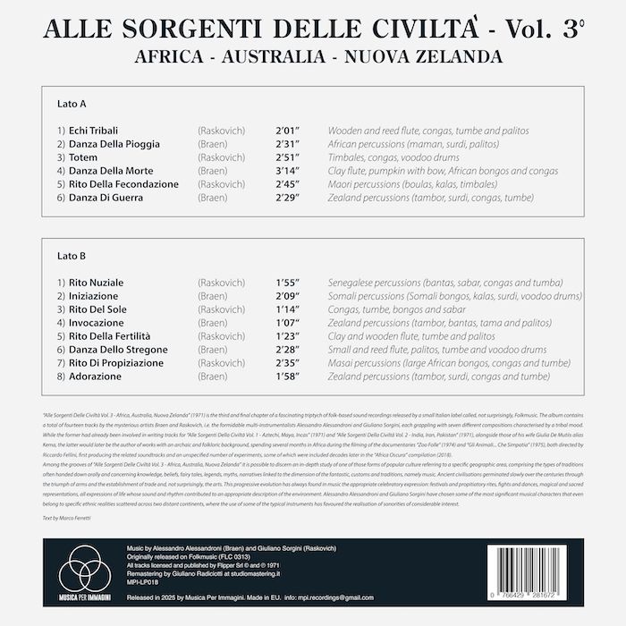Braen , Raskovich - Alle Sorgenti Delle Civiltà - Vol. 3 - Africa - Australia - Nuova Zelanda | Musica Per Immagini (MPI-LP018) - 2