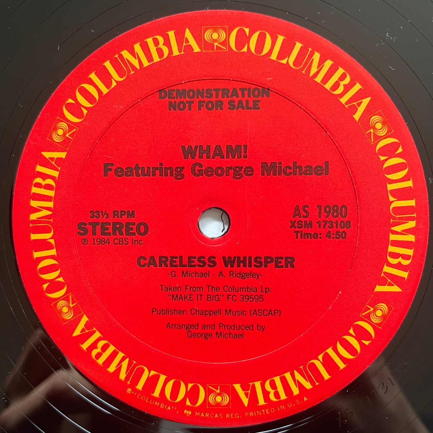 Wham! Featuring George Michael - Careless Whisper | Columbia (AS 1980) - main