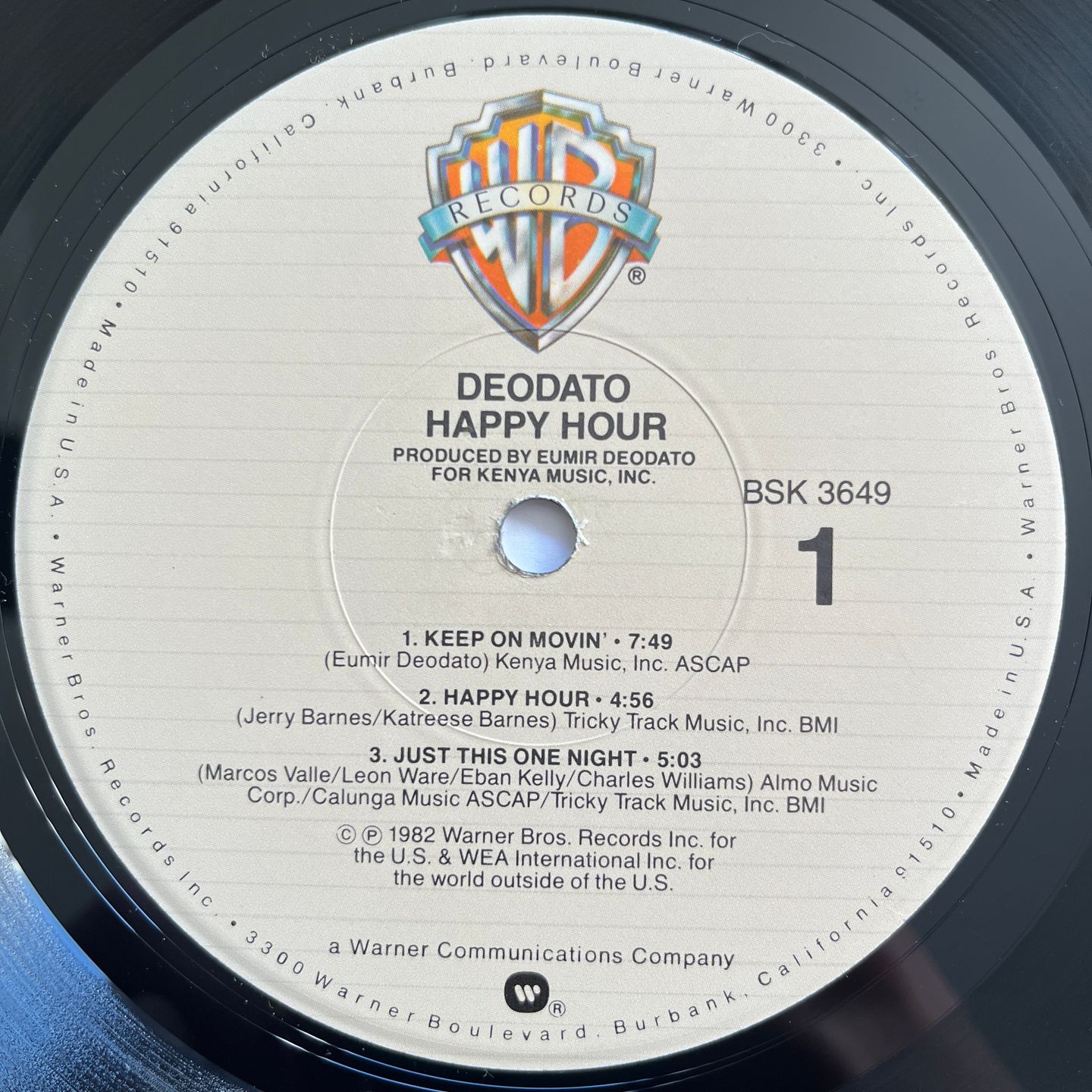 Eumir Deodato - Happy Hour | Warner Bros. Records (BSK 3649) - 3
