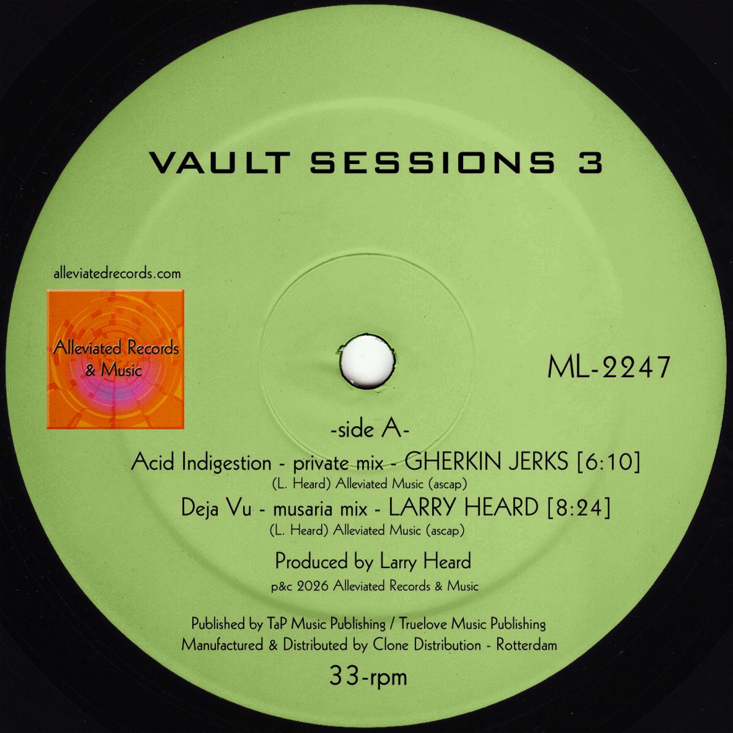 Larry Heard - Vault Sessions 3 | Alleviated Records (ML2247)