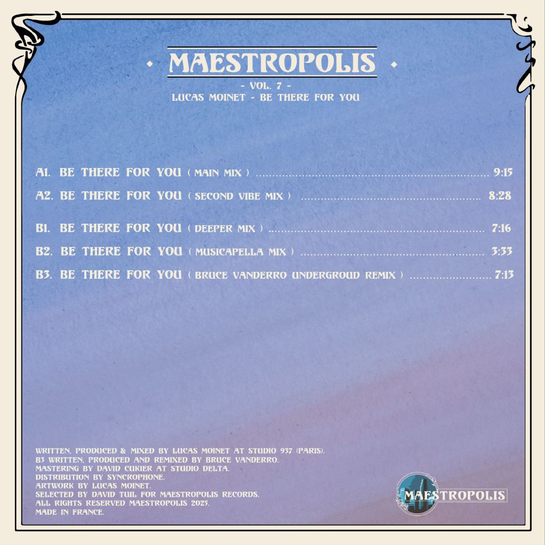 Lucas Moinet - Maestropolis Vol.7 - Be There For You EP | Maestropolis (MSTPL007) - 2