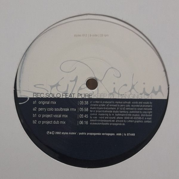 Rec. Solo - Keep Me Hanging On | Styles Kickin' (styles 012) - main