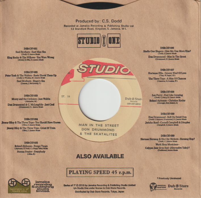 Studio One All Stars / Don Drummond & The Skatalites - Give Me One More Kiss / Man In The Street | Studio One (DSR-CS7-026) - 2