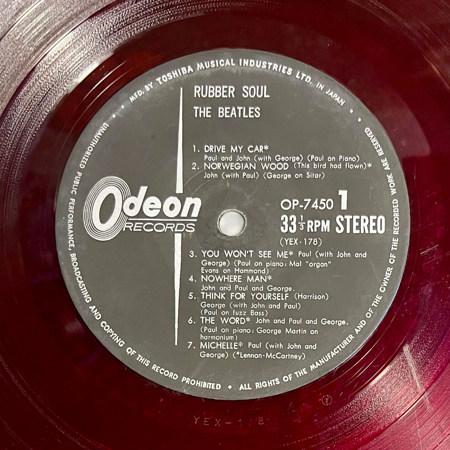 The Beatles - Rubber Soul [Vinyl LP - 1st Japan Press - 1966 - Odeon OP·7450 Red Everclean - VG/VG no Obi, No Insert] Rock | Odeon (OP·7450) - 4