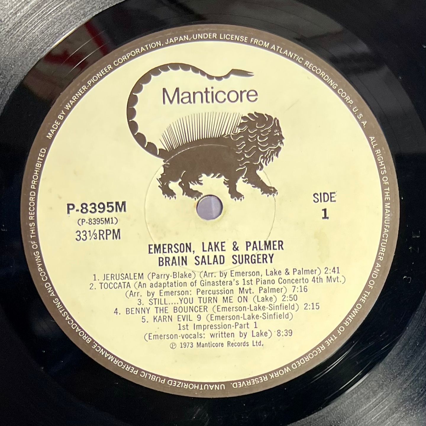 Emerson, Lake & Palmer - Brain Salad Surgery [Vinyl LP - 1st Japan Press - 1973 - Manticore P-8395M - VG+/VG+ with Obi, Insert & Poster] Prog Rock | Manticore (P-8395M) - 4