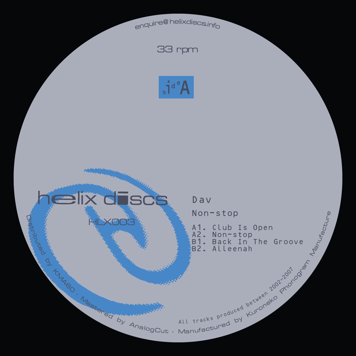 Dav - Non-stop | Helix Discs (HLX003) Dav - Non-stop | Helix Discs (HLX003)