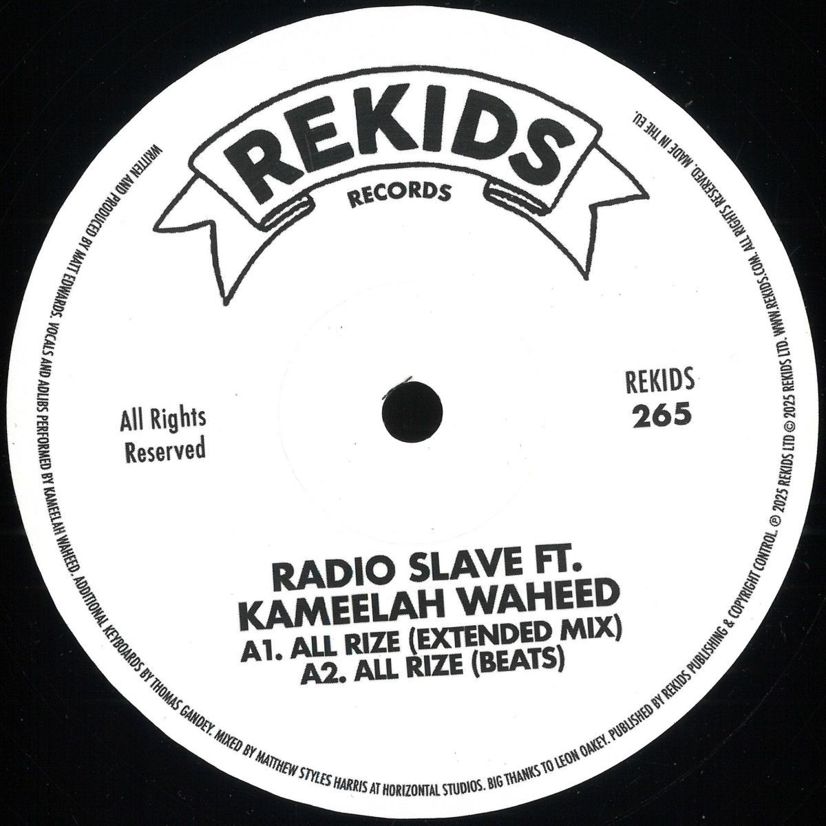 Radio Slave  &  Kameelah Waheed - All Rize | Rekids (REKIDS265)