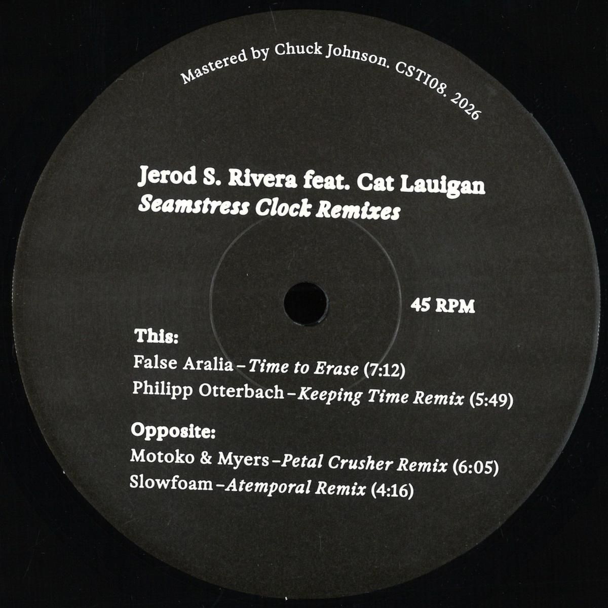 Jerod S. Rivera feat. Cat Lauigan - Seamstress Clock Remixes | Cone Shape Top Imprint (CSTI08) Jerod S. Rivera feat. Cat Lauigan - Seamstress Clock Remixes | Cone Shape Top Imprint (CSTI08)