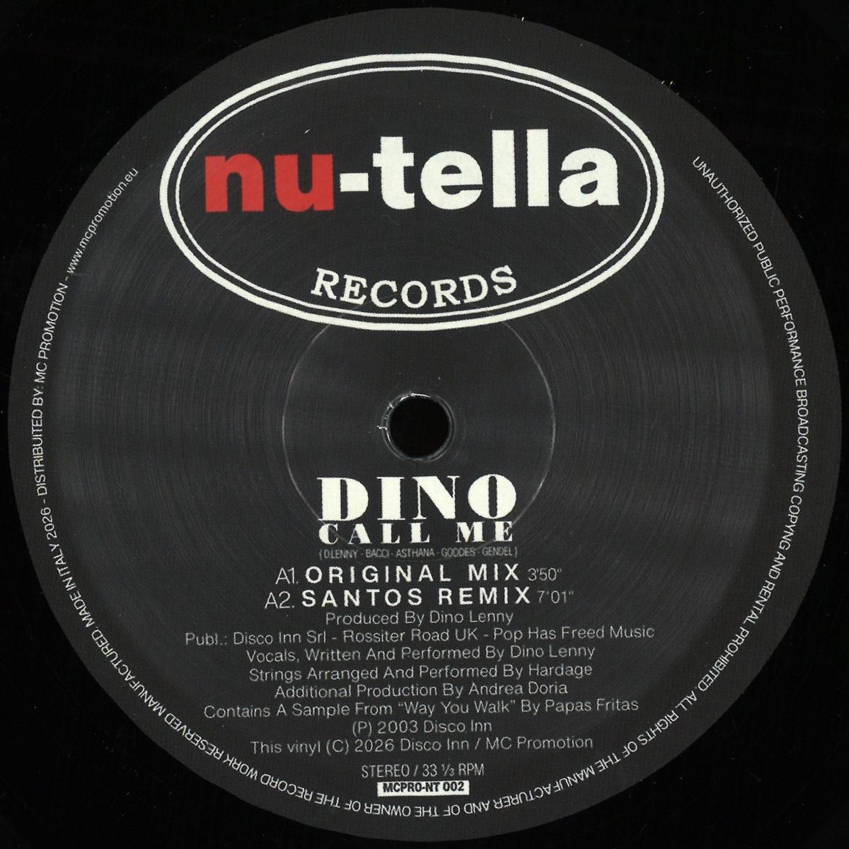 Dino - Call Me | Nu-Tella Records (MCPRO-NT002)