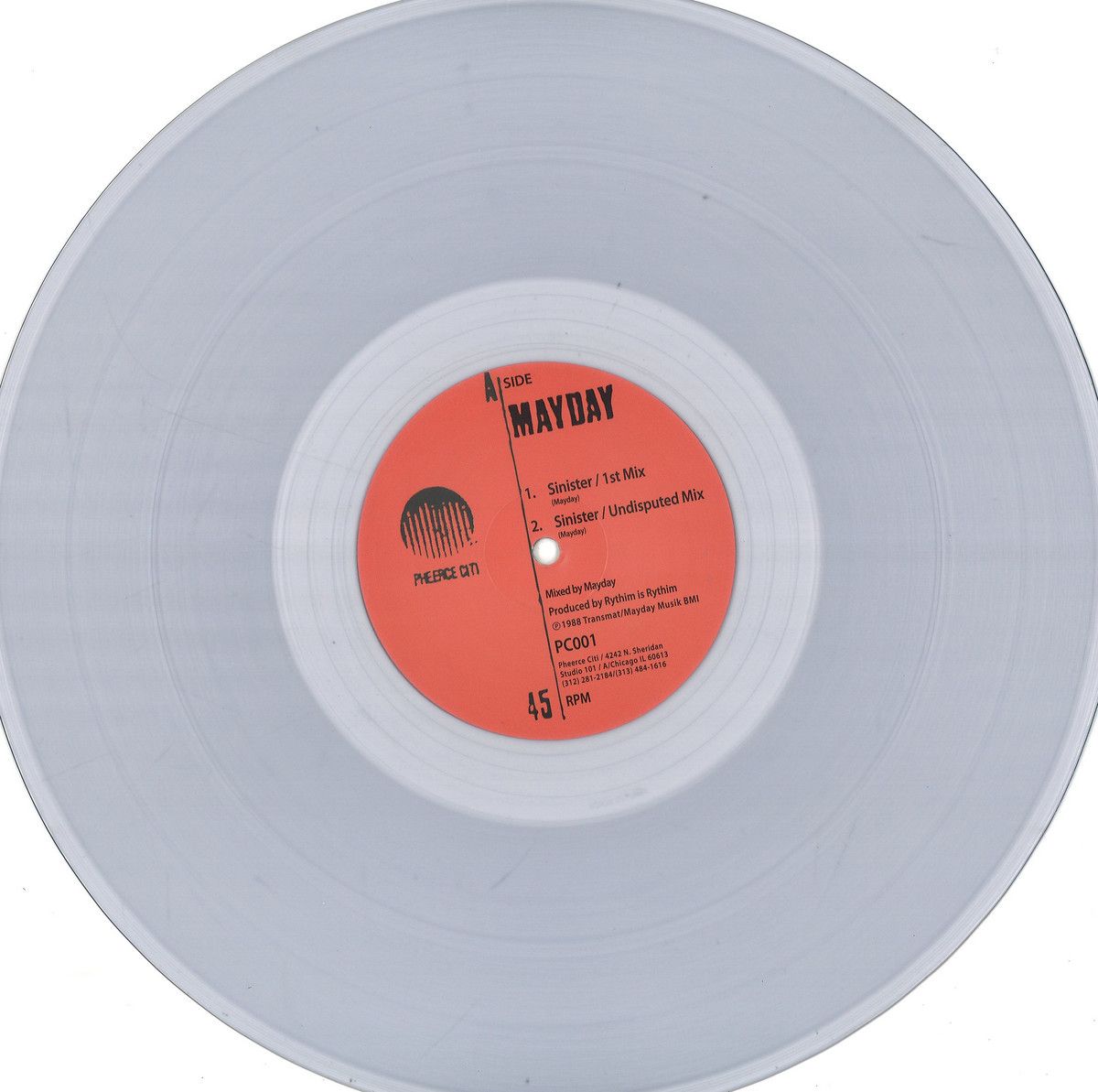 Mayday  &  Derrick May - Sinister (Clear Vinyl Repress) | PHEERCE CITI (PC001CLEAR)
