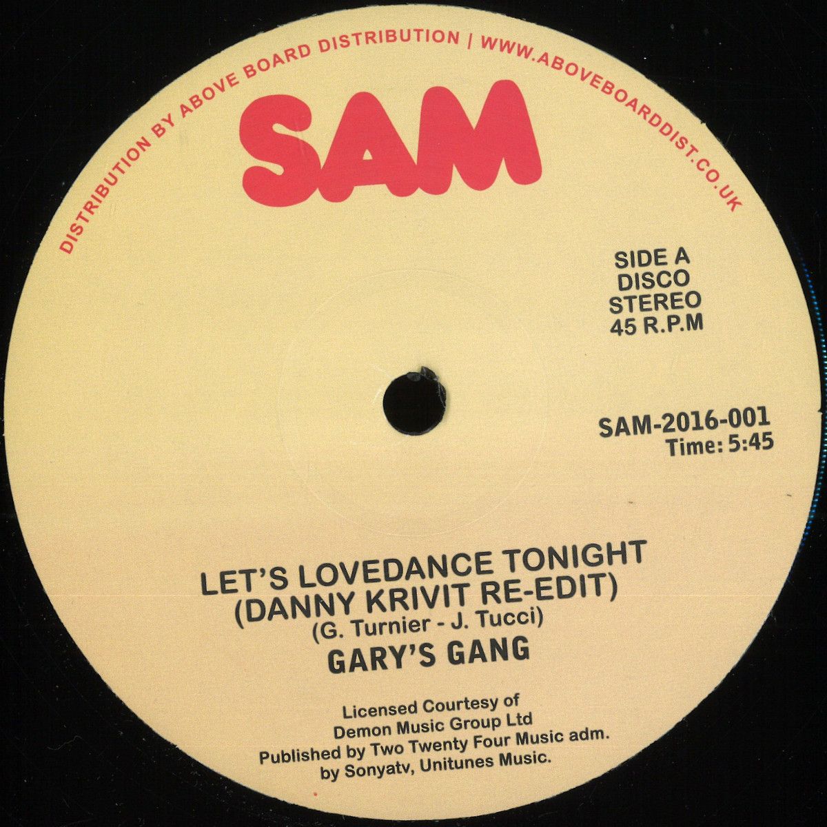 Gary's Gang - Let's Lovedance Tonight - Danny Krivit Re-edit | Sam Records (SAM2016001) Gary's Gang - Let's Lovedance Tonight - Danny Krivit Re-edit | Sam Records (SAM2016001)