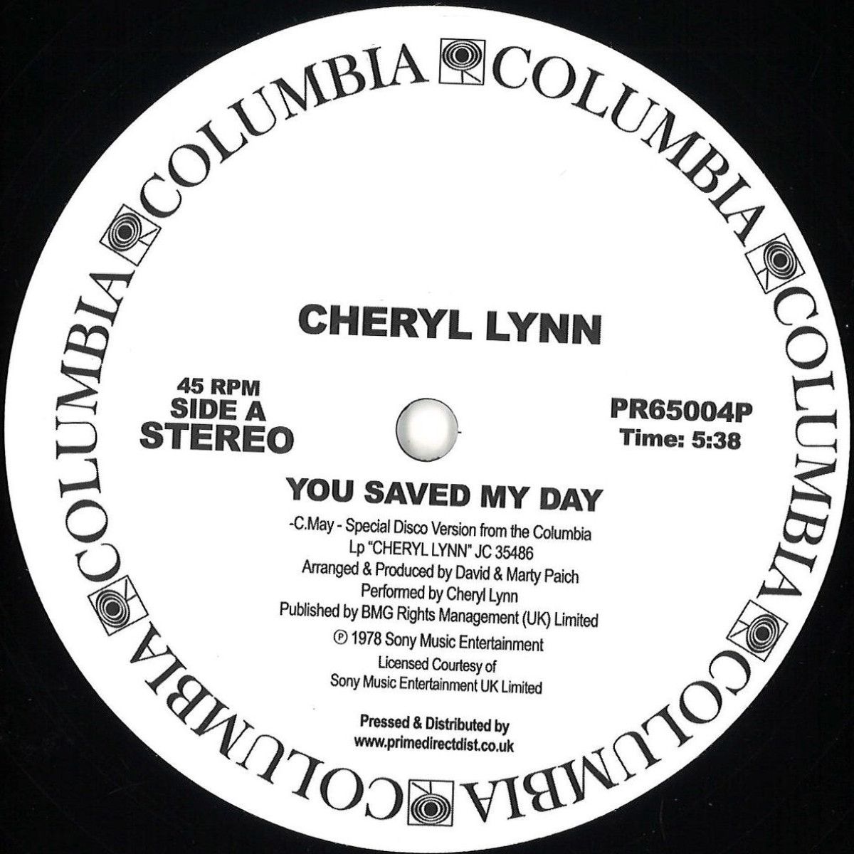 Cheryl Lynn - You Saved My Day / Got to Be Real | Columbia (PR65004P) - main Cheryl Lynn - You Saved My Day / Got to Be Real | Columbia (PR65004P) - main