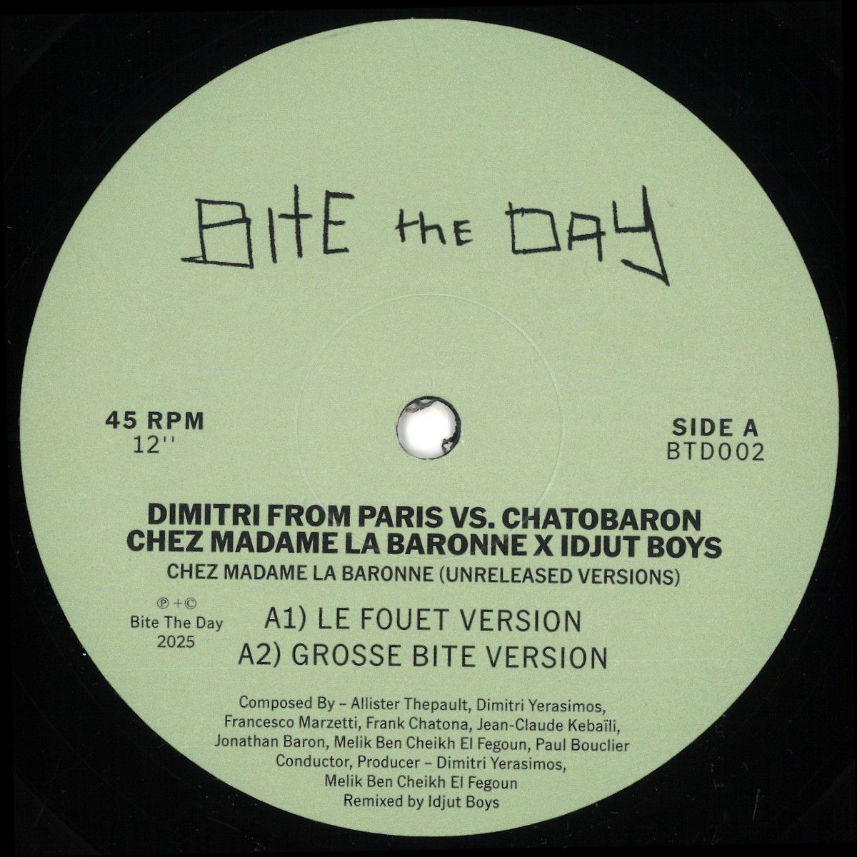 Dimitri From Paris & Chatobaron - Chez Madame La Baronne – Unreleased Idjut Boys Versions | Bite The Day (BTD002) - main Dimitri From Paris & Chatobaron - Chez Madame La Baronne – Unreleased Idjut Boys Versions | Bite The Day (BTD002) - main