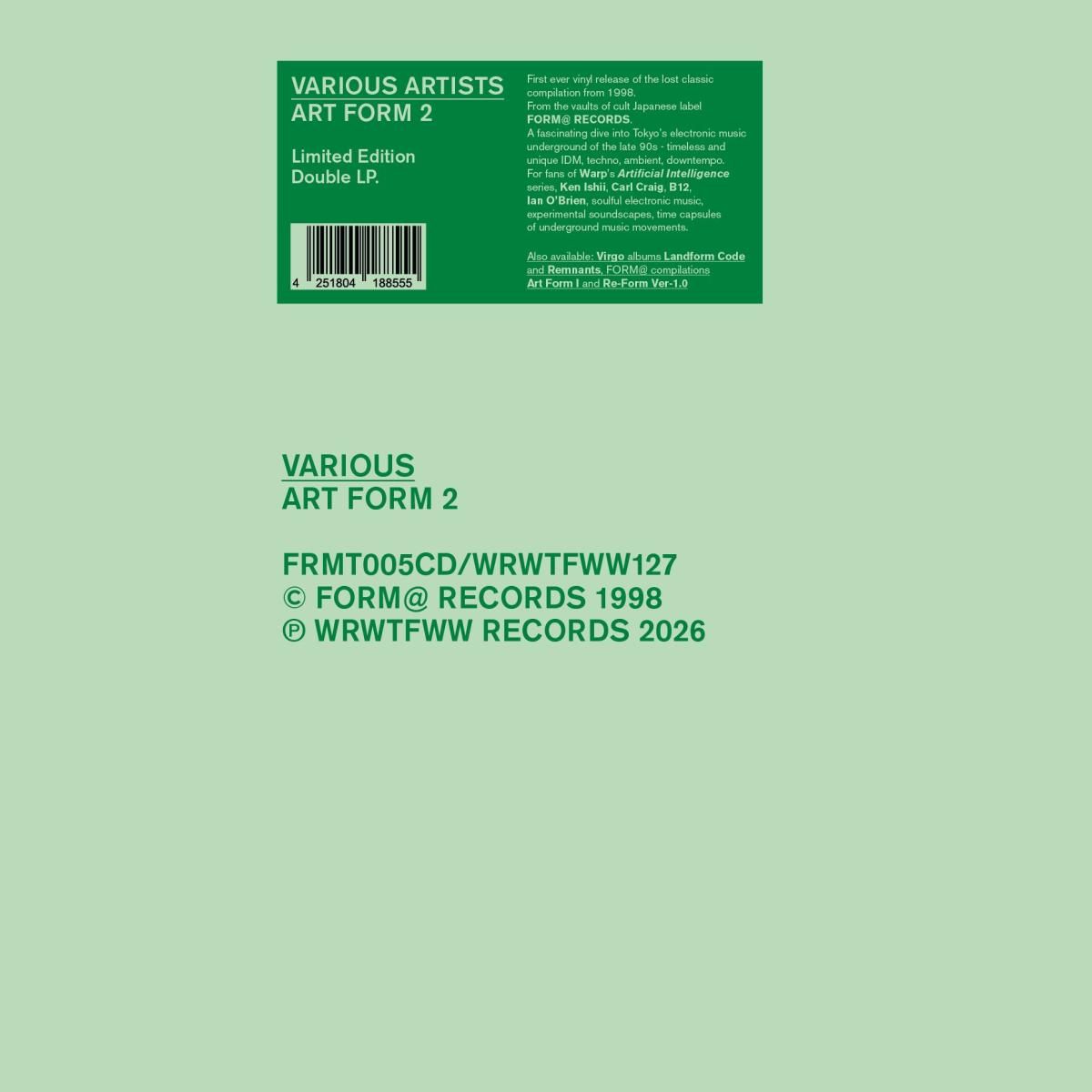 Various - Art Form 2 (LP 2x12") | WRWTFWW Records (WRWTFWW127) - main Various - Art Form 2 (LP 2x12") | WRWTFWW Records (WRWTFWW127) - main