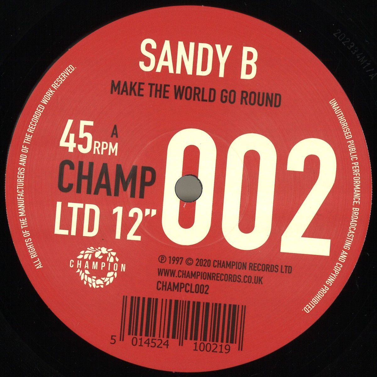 Sandy B - Make The World Go Round EP | Champion (CHAMPCL002) - main