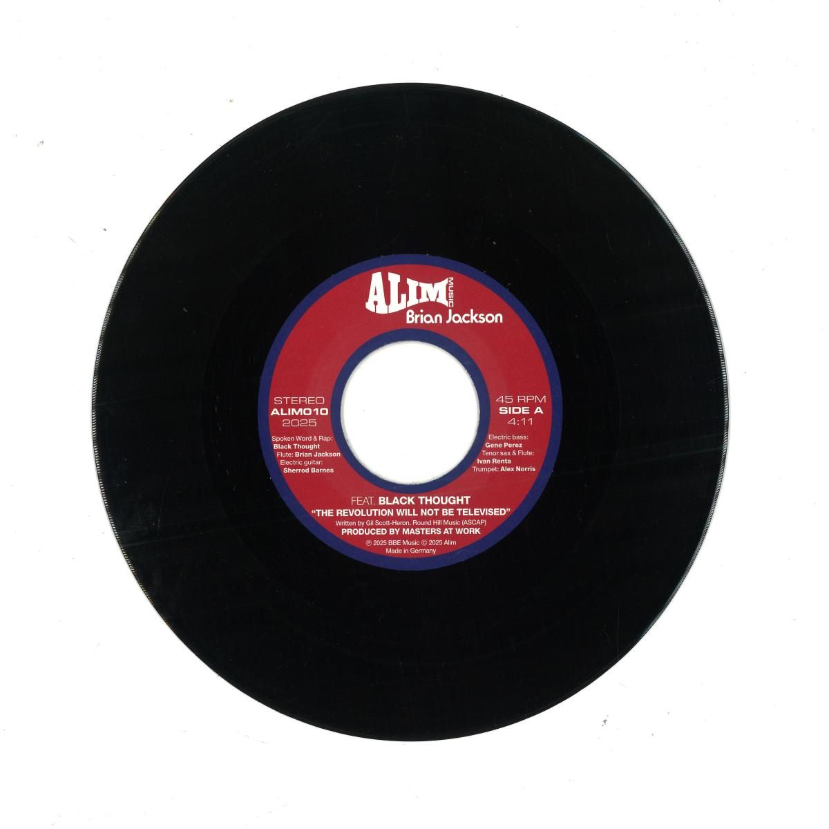BRIAN JACKSON  &  Black Thought (The Roots) - The Revolution Will Not Be Televised (7") | Alim Music (ALIM010) - main