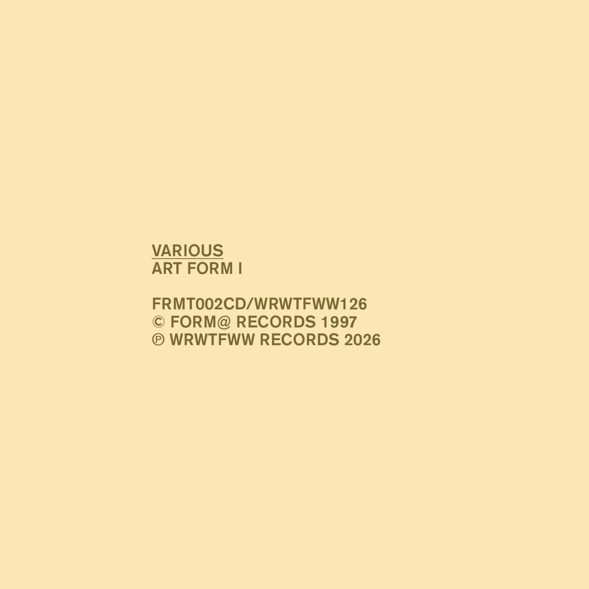 Various - Art Form I (LP 2x12") | WRWTFWW Records (WRWTFWW126)