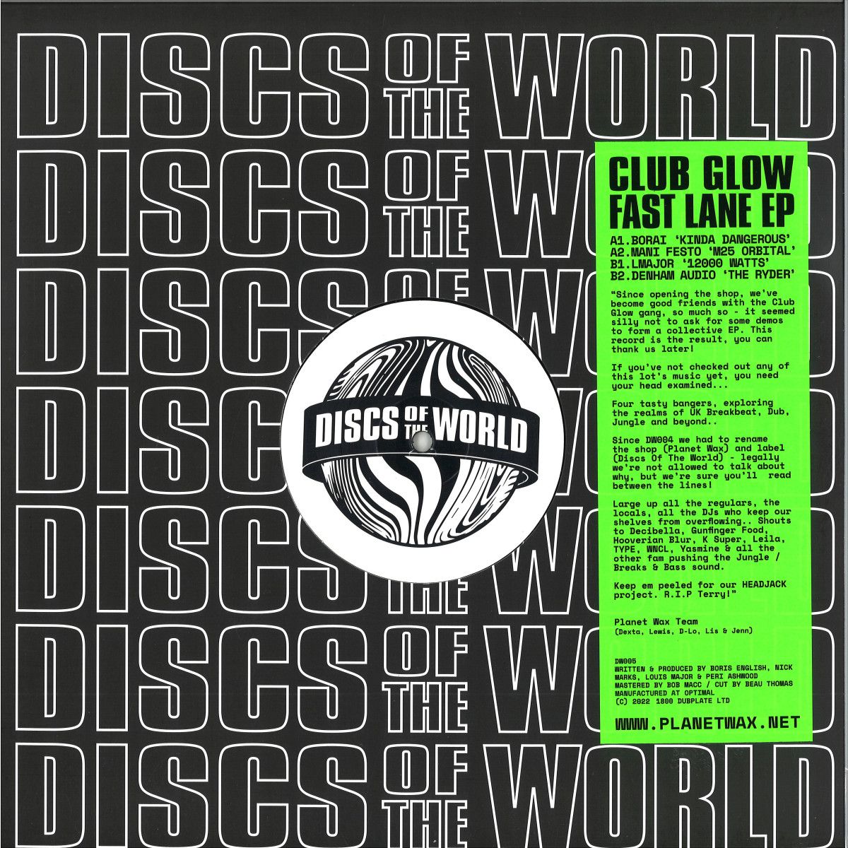 Club Glow - Fast Lane EP | Discs Of The World (DW005) - main
