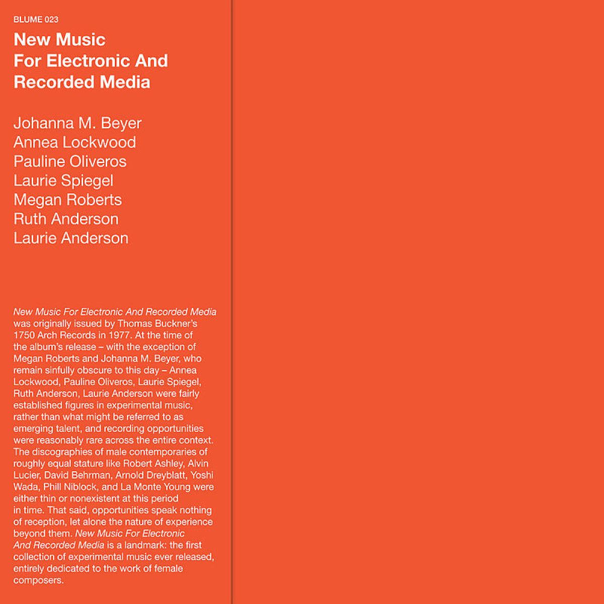 Various - New Music for Electronic and Recorded Media | Blume Editions (BLUME023)