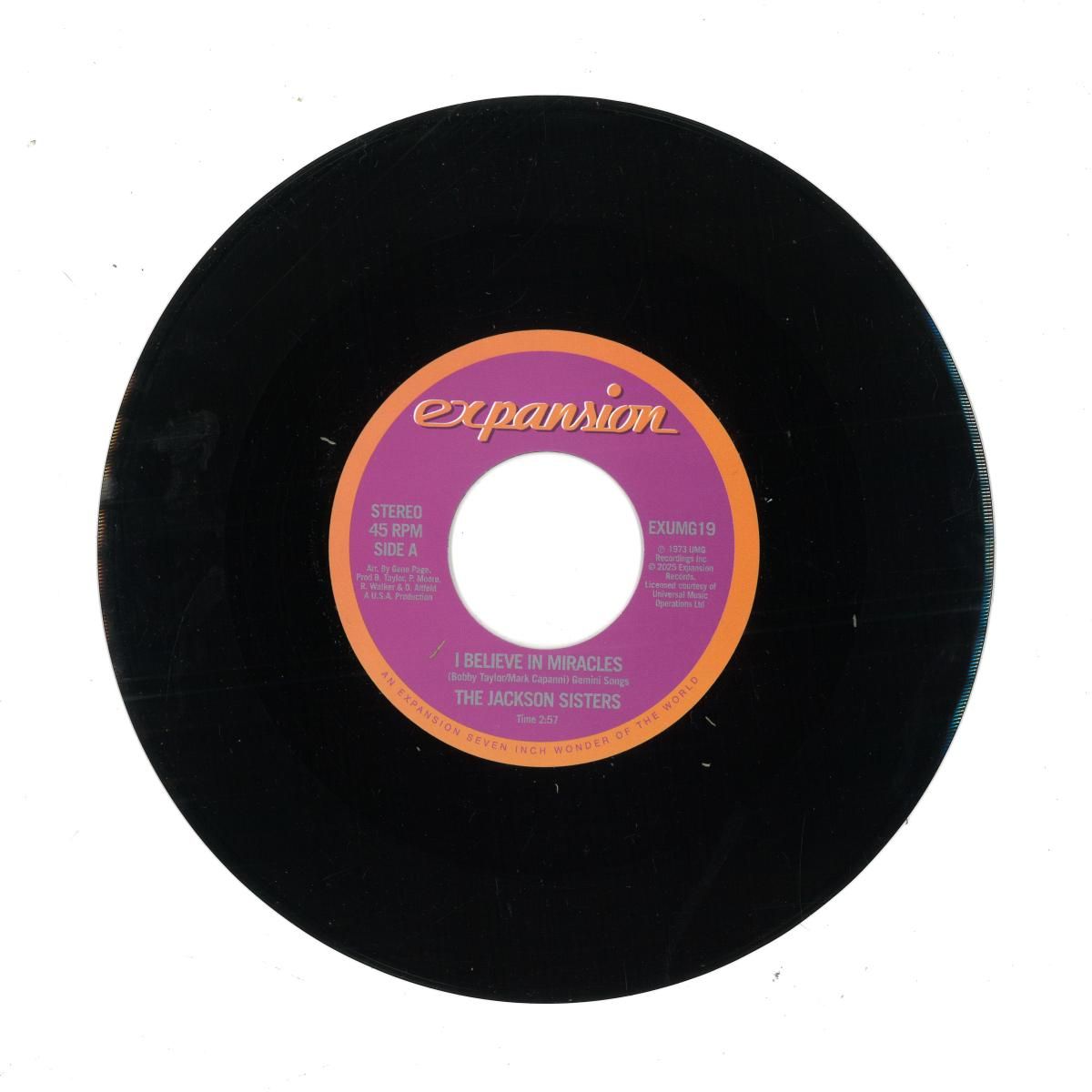 The Jackson Sisters - I Believe In Miracles 7" | Expansion (EXUMG19)