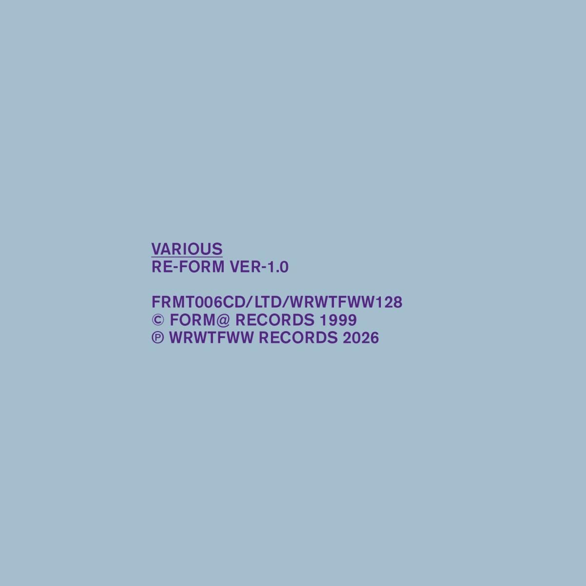 Various - Re-Form Ver-1.0 ( LP 2x12") | WRWTFWW Records (WRWTFWW128)