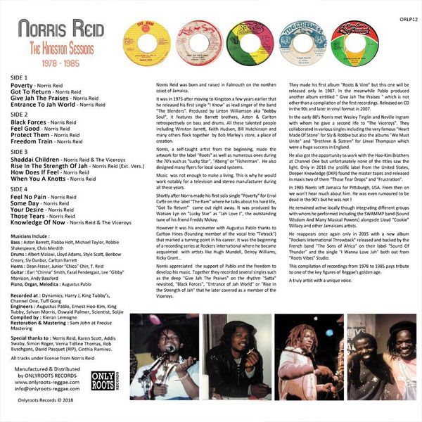 Norris Reid - The Kingston Sessions 1978-1985 | Onlyroots Records (ORLP12) - 2