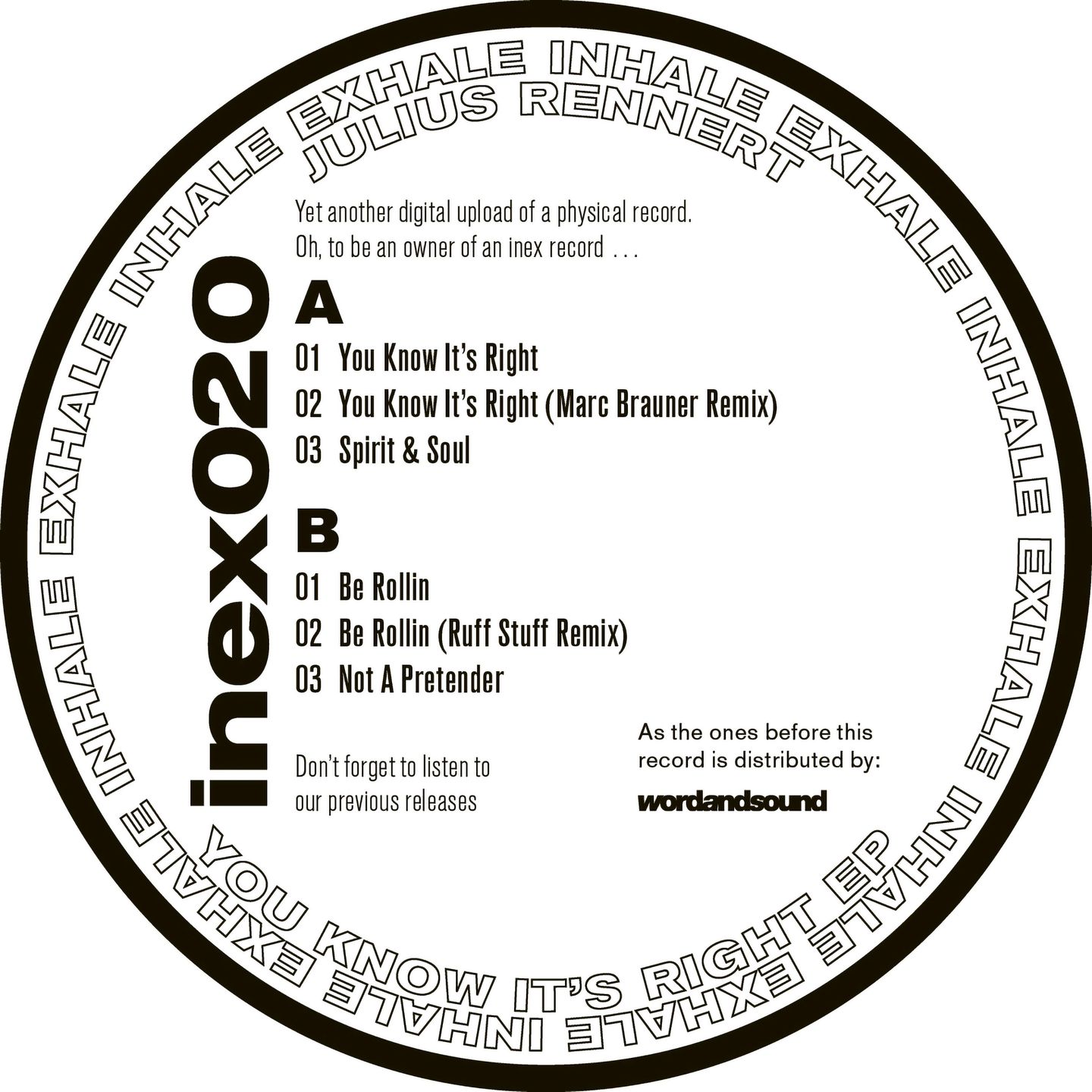 Julius Rennert - You Know It's Right EP | Inhale Exhale Records (INEX020)