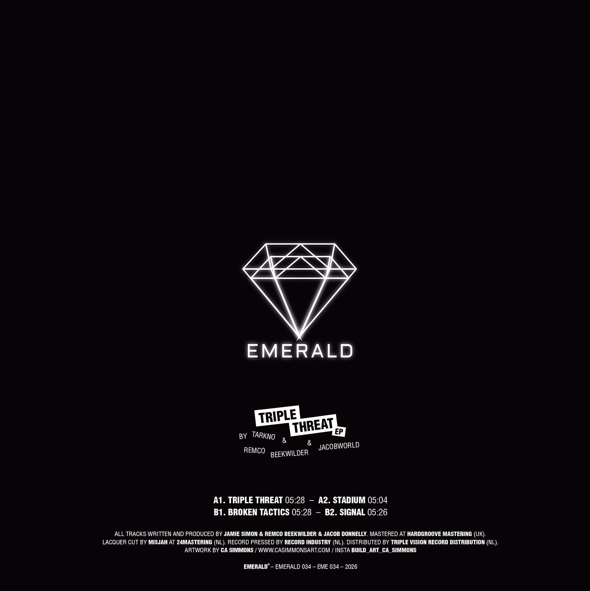 Tarkno  &  Remco Beekwilder  &  Jacobworld - Triple Threat EP | EMERALD (EMERALD034) - 2